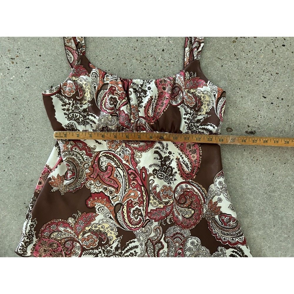 Vintage Y2K Fairy Paisley Tank Top Maroon Ivory Self Esteem Medium Handkerchief - Picture 6 of 8